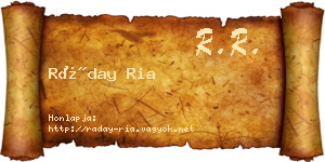 Ráday Ria névjegykártya